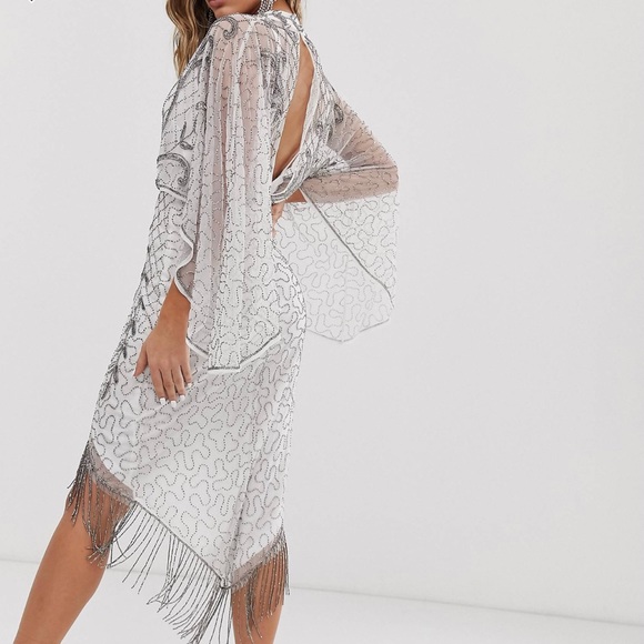 Asos white beaded dress size 10 - Picture 2 of 3